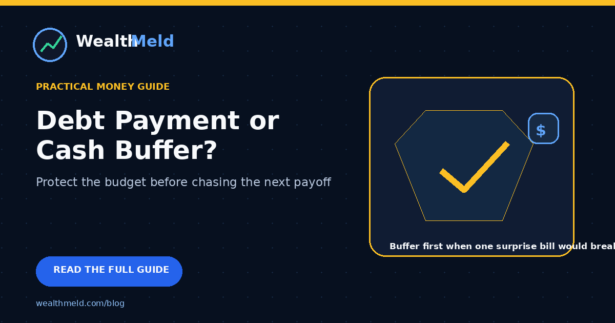 A decision fork between paying extra debt and building a cash buffer.
