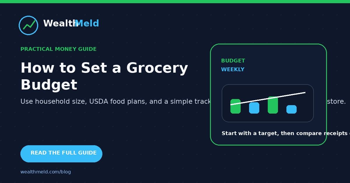 Weekly grocery spending dashboard with a simple budget line chart.
