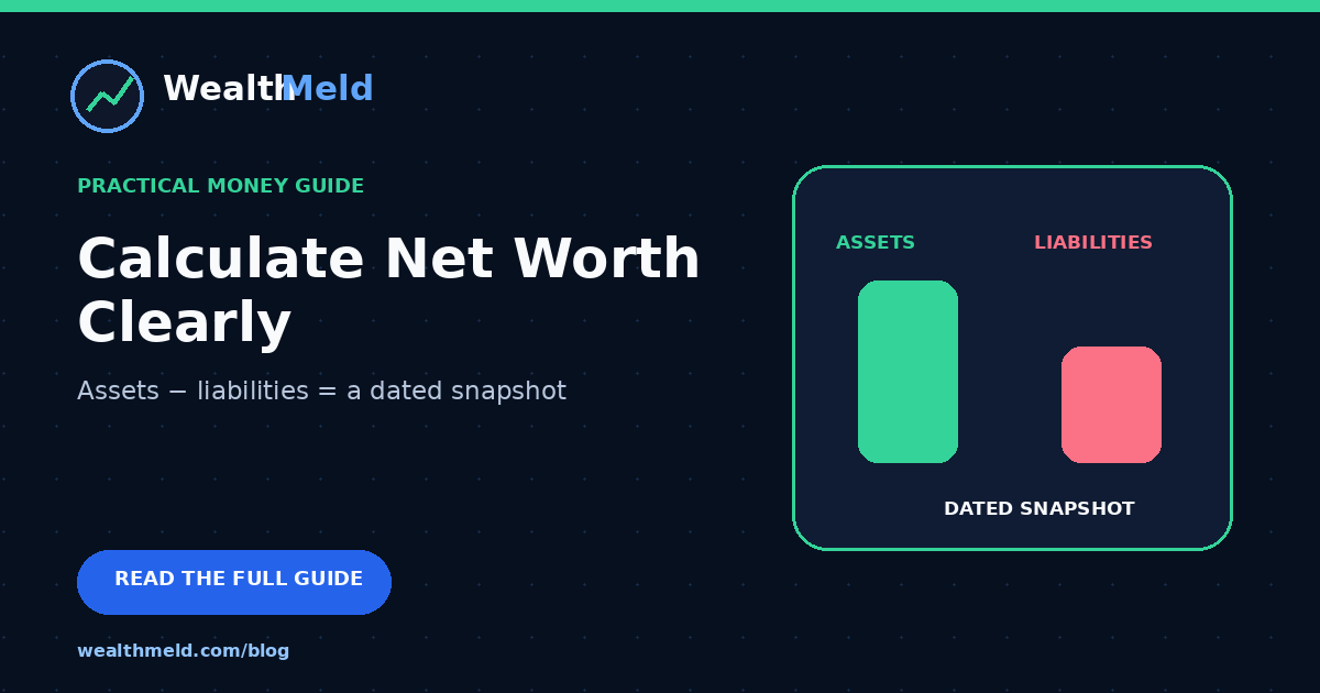 Assets and liabilities compared in a dated net-worth snapshot.